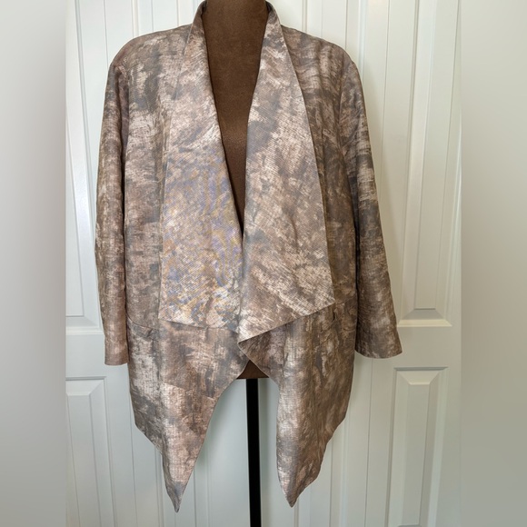 Coldwater Creek Cardigan Women's 18 Tan Brown Draped Open Front 3/4 Sleeve - Picture 1 of 5